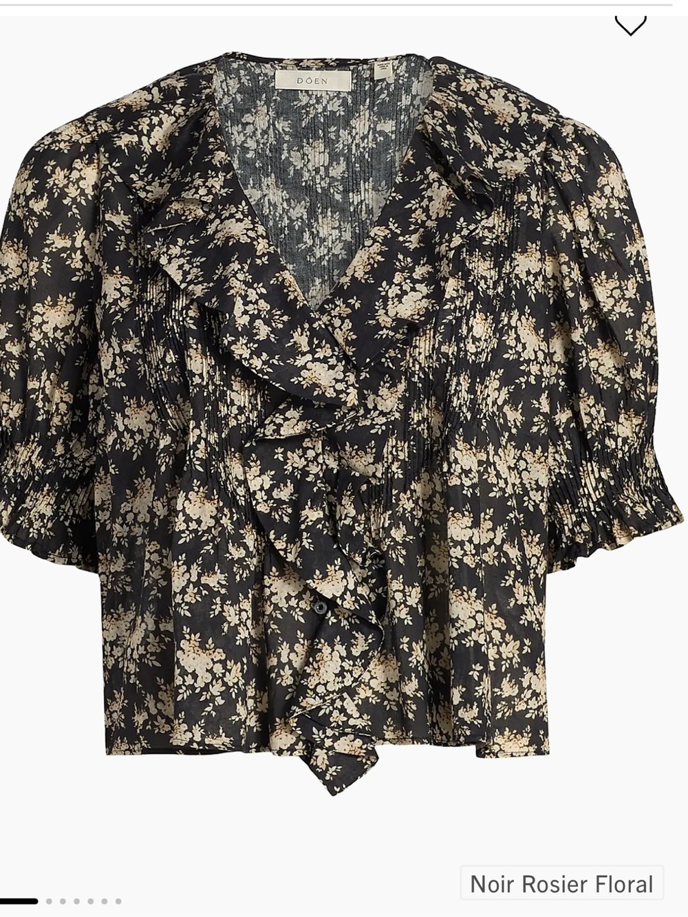 Doen Noir Rosier Floral Ruffle Blouse - Black and Cream